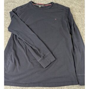 Tommy Hilfiger Long Sleeve T- Shirt Men's Large Navy Blue 100% Cotton
